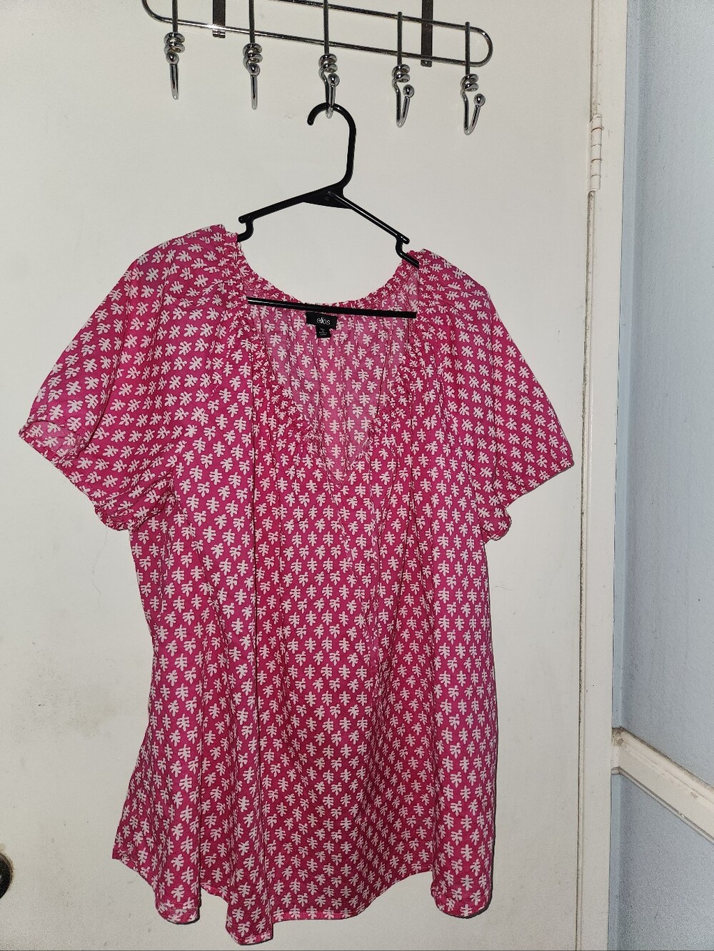 Eloquii Pink Floral Short-Sleeve Peasant Top